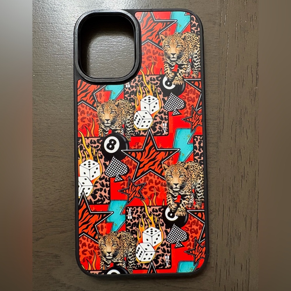 Leopard Pattern Phone Case - Red and Black